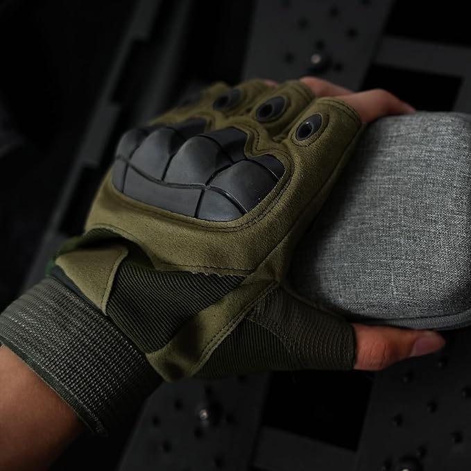 GCSIOM Tactical Fingerless Gloves Breathable, Non-Slip, Impact Resistant, Suitable for Outdoor Cycling, Motorcycle Riding, Rock Climbing
