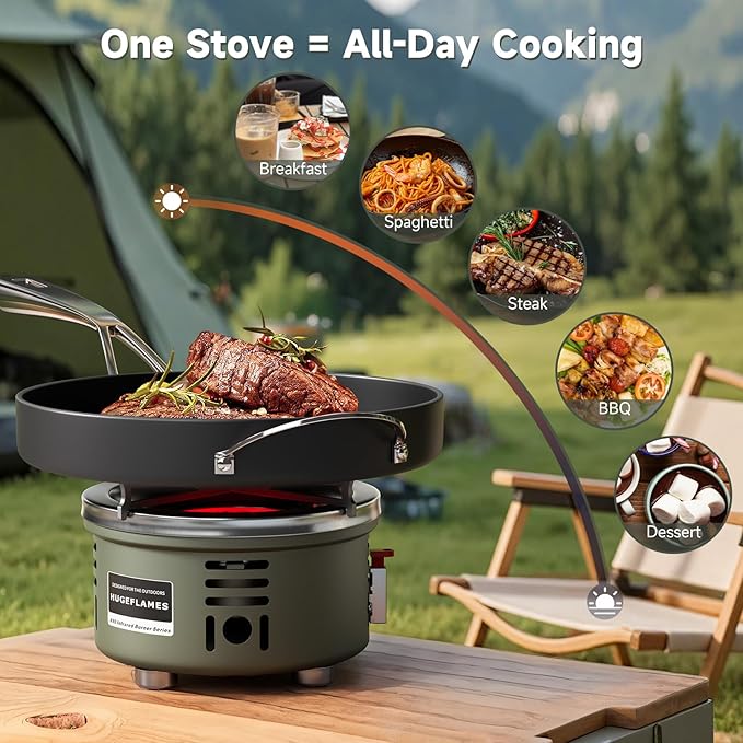 Portable Camping Stove Small Propane Butane Stove Windproof Cooking Burner Gas Stoves with Carrying Case (Infrared Stove)