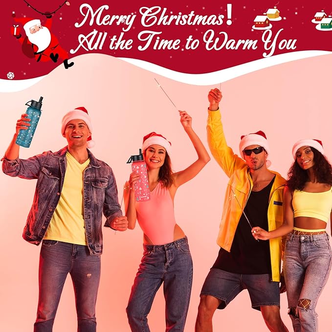 KXIAOCHEN Insulated Water Bottle, Stainless Steel Water Bottle, 2 Lids (Straw and Handle Lid),Wide Mouth Metal Water Bottles Keep Hot and Cold, Double Walled, Thermo Mug, Metal Canteen