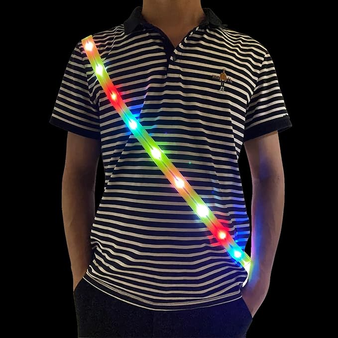 Running Lights for Runners Light Up Vest for Night Walking Neon Vest Shoulder Light Led Belt for Night Safety Wearable Led Lights Reflective Sash