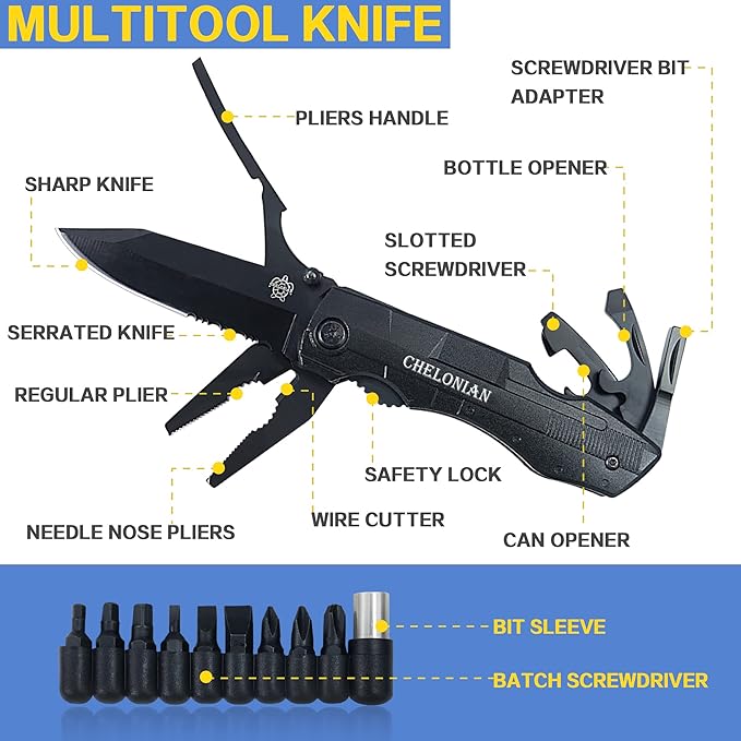Multifunction Tactical Knives with Pliers Screwdrivers Bottle Opener Durable Sheath,Cool Multitool for Work Camping Fishing Adventuring Daily Use,Men Gifts