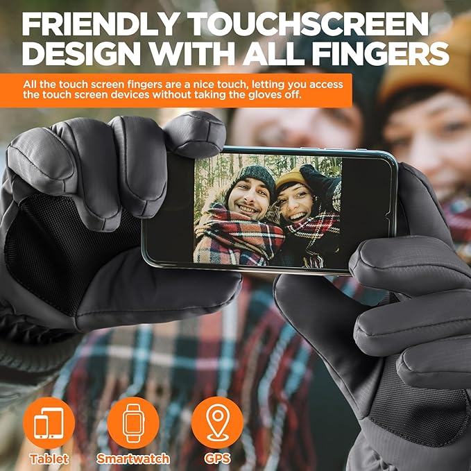 rivmount Winter Waterproof Ski Snow Warm Gloves for Women Men, Windproof Cold Weather Thermal with Touchscreen Fingers, for Running Driving Cycling Hiking Biking Outdoor Sports Daily Work