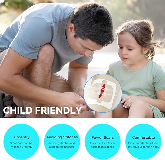 Zip Stitch Emergency Wound Closure Strips - 2Pcs Laceration Closure Kit Closures Repair Wounds Without Stitches - Butterfly Bandaids Bandages for Wounds