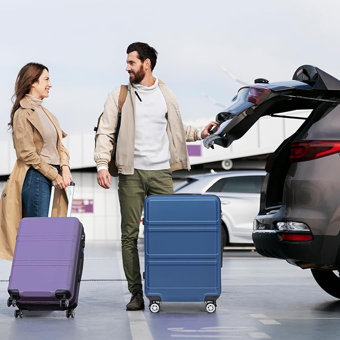 Kono 24 Inch Luggage Suitcase Lightweight with Spinner Wheels TSA Lock Hardside Medium Checked Luggage Durable Rolling Suitcase Purple