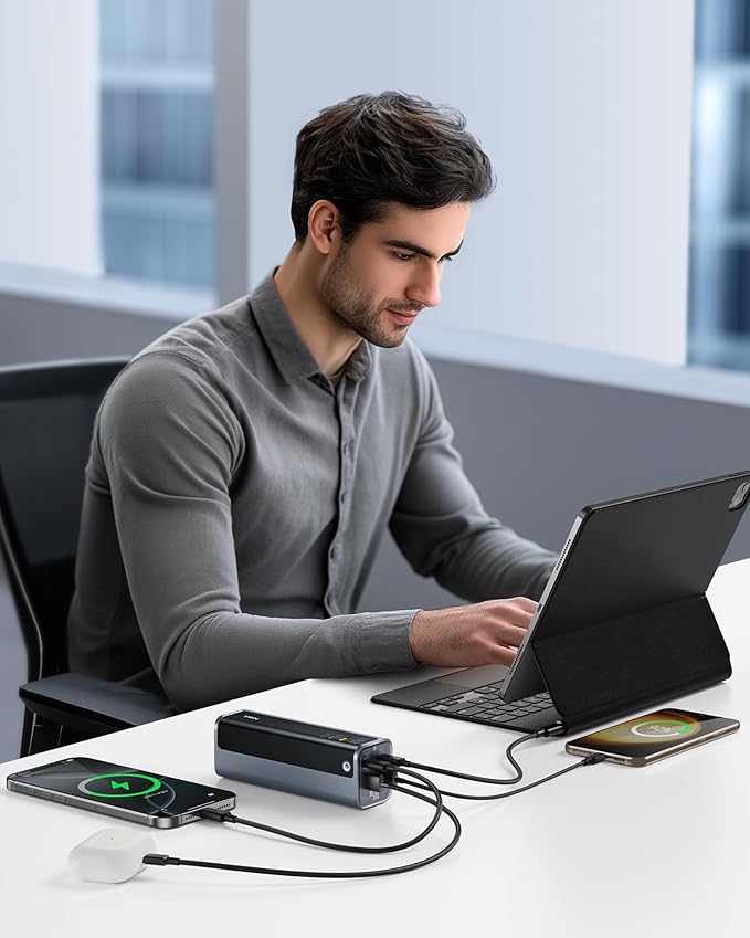 Baseus Laptop Power Bank, 20800mAh 145W Portable Charger USB C with 4 Ports, Digital Display, Travel Powerbank Fast Charging (77Wh) for MacBook, iPhone 17/16 Series, Samsung, Dell, Steam Deck etc.