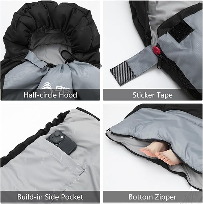 BISINNA 0 Degree Winter Sleeping Bags(480GSM) for Adults-Cold Weather Camping Sleeping Bag-Comfortable Warm Portable Sleeping Bags with Pillow Compression Sack for Backpacking Hiking Outdoor