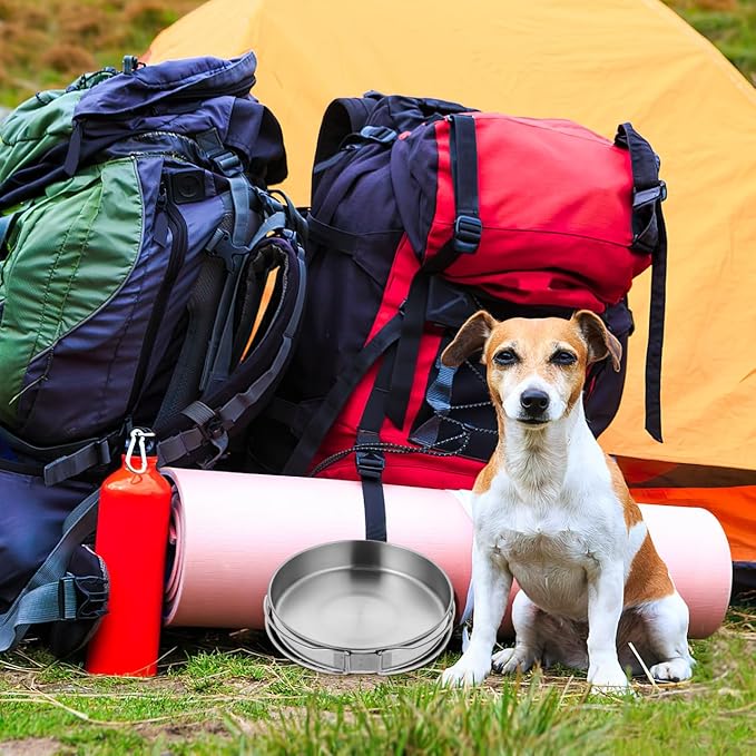 Stainless Steel Camping Frying Pan, 5.82x5.82x1.18inch Portable Outdoor Cooking Pot with Handle Lightweight Non Stick Cookware for Hiking Picnics and Backpacking