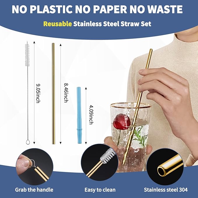 Travel Utensils with Case,Reusable Utensils,Portable Travel Camping Cutlery Set,Stainless Steel Flatware Set,Lunch Boxes Workplace Camping School Picnic (Gold)