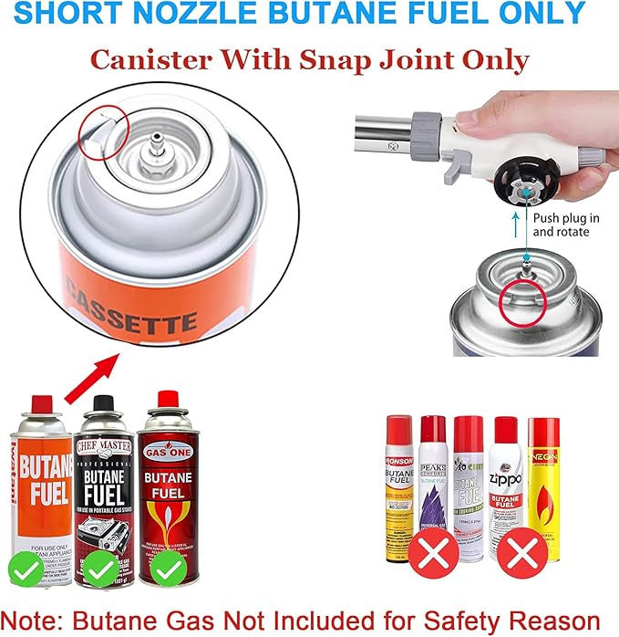 FunOwlet,Butane Torch Kitchen Blow Lighter, Culinary Torches Head Professional Chef Cooking Adjustable Flame For Sous Vide, Creme Brulee, Baking, BBQ (Butane Gas Not Included)