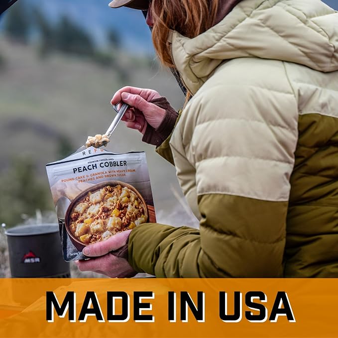Peak Refuel Cobbler | Protein | Calories | 100% Real Ingredients | Premium Freeze Dried Backpacking & Camping Food | 2 Servings | Ideal MRE Survival Meal or Dessert