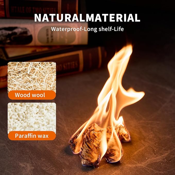 Fire Starter Sticks 65 pcs - Fire Starters for Campfire, Outdoor Fire Pit, Wood Stove, Logs Fireplaces, BBQ, Water Resistant & Odorless Firestarter - Camping Essentials