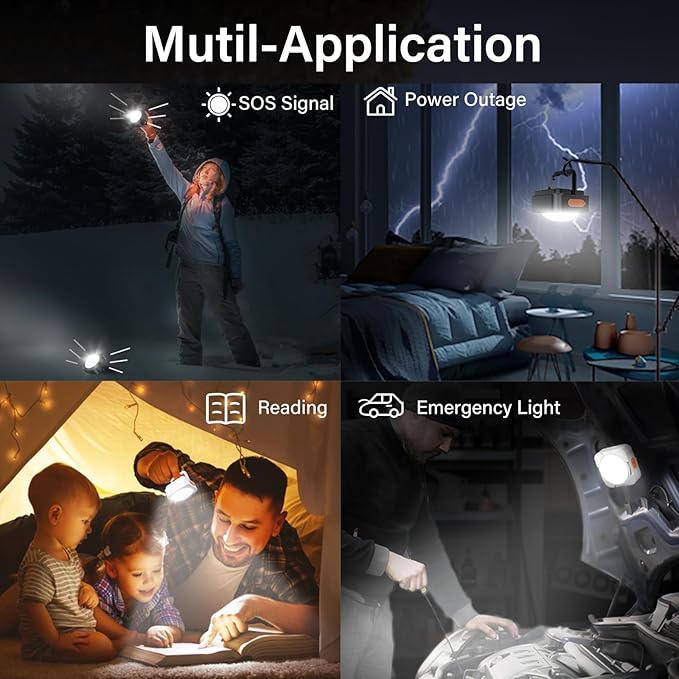 Rechargeable Camping Lights FLY2SKY 6Pcs Black Tent Lights Mini Flashlight Portable LED Camping Lantern Survival Gear Camping Accessories for Hiking Backpacking Fishing Hurricane Emergency Outage