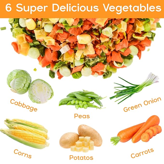 Dehydrated Dried Vegetables Ramen Toppings - 6.35oz Natural Mixed Vegetable Flakes, Noodle Soup, No Gluten& No Allergen, Freeze Dry Veggie for Cooking, Emergency Supply