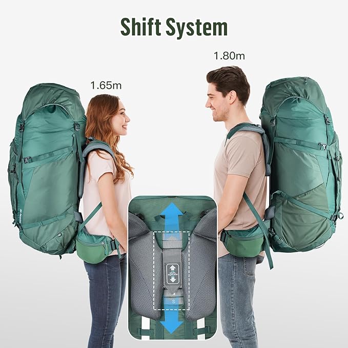 Night Cat Internal-frame Hiking Backpack: 100L Large Camping Backpack for Men Women Traveling Waterproof Rain Cover Green