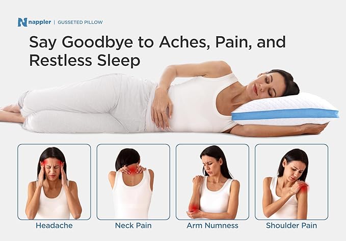 Side and Back Sleeper Pillow for Neck and Shoulder Pain Relief - Shredded Memory Foam Bed Pillow for Sleeping - 100% Adjustable Fill - Standard Size Modal Washable Case. Extra Fill Included