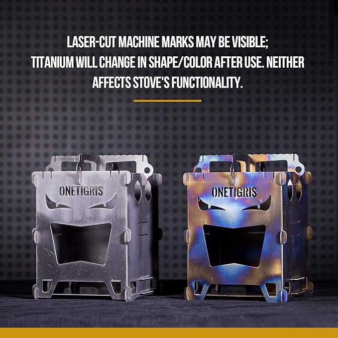 OneTigris ROCUBOID Camping Backpacking Titanium Stove Portable Foldable Burning Wood Stove for Outdoor Hiking Picnic BBQ,Weights 460g/16.2oz