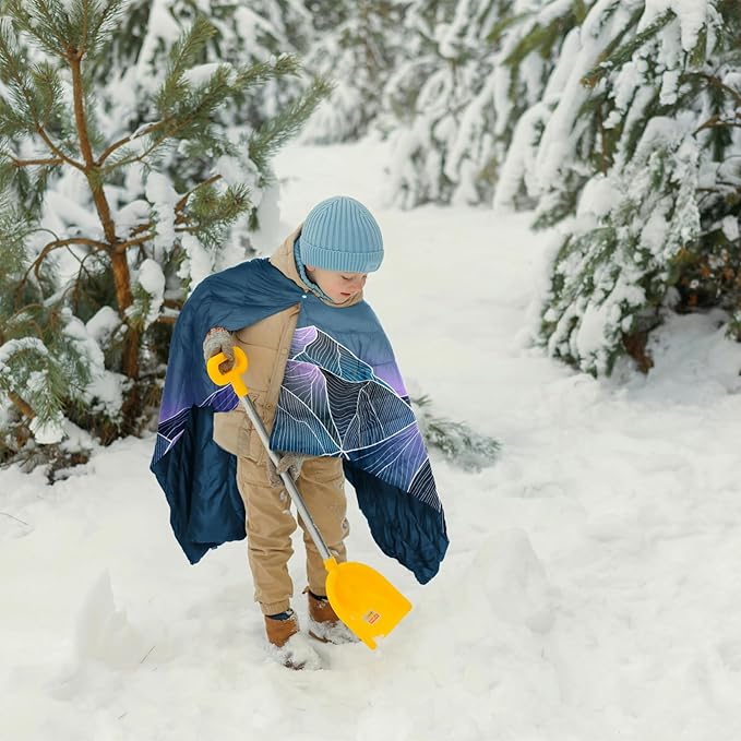 zzlamb Camping Blanket, Outdoor Lightweight Travel Blanket Puffy Portable Down Alternative, Windproof Warm Cloak with Snaps, Cozy Quilt Backpacking Picnic RV Plane Car Hammock Beach Climbing