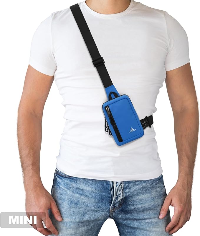Peicees Small Crossbody Bag for Men Women Mini Sling Bag Travel Running Phone Daypack Cross Body Shoulder Bags, 2 Sizes, Small Navy Blue
