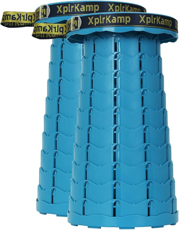 Upgraded Thickened Collapsible Stool, Portable Folding Stool Chair Lightweight But Sturdy Foldable Camping Stool, Retractable Telescopic Seat for Picnics Fishing Hiking BBQ (2, Lakeblue)