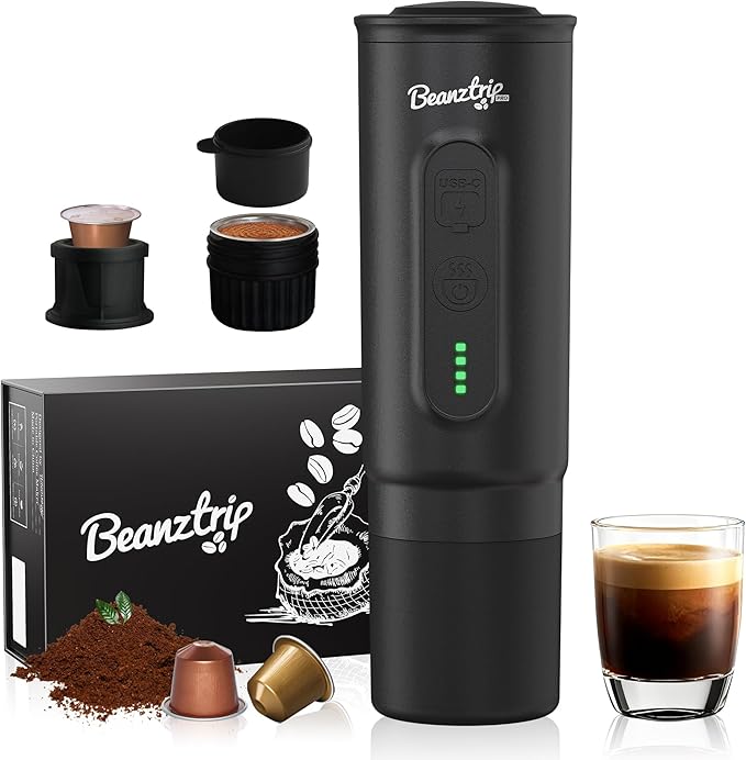 H02 PRO Portable Espresso Machine, Travel Electric Coffee Maker fits NS Capsule & Ground Coffee, 20 Bar Camping Small Mini Coffee Machine with Self-heating, Espresso Maker with Gift Box