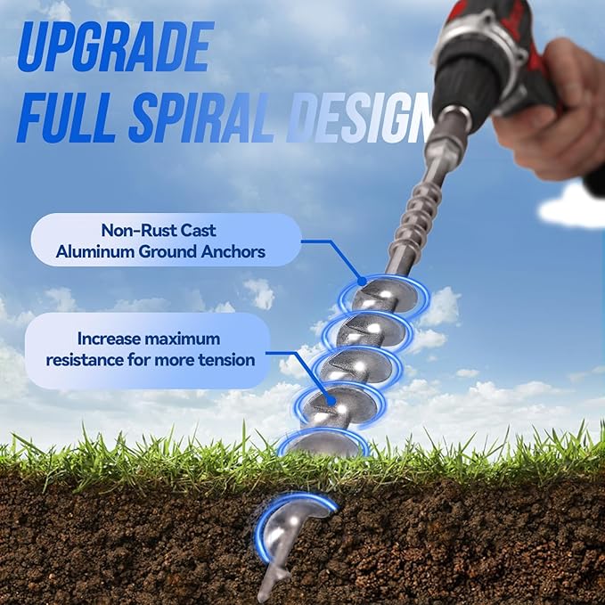 8 PCS Screw in Tent Stakes for Women Men Ground Anchors for Sand, Trampolines, Camping - Aluminium Heavy Duty Rust Prevention Pegs Spikes Drillable Threaded Anchor Stake - Silvery 14 inch