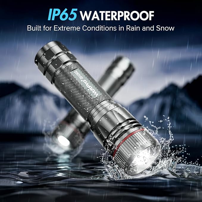 WdtPro Rechargeable Flashlights High Lumens, 1 Pack Super Bright LED Small Tactical EDC Flashlight with 10H Runtime, Portable Flash light for Camping, Home, Emergency Essentials Grey(Battery Included)