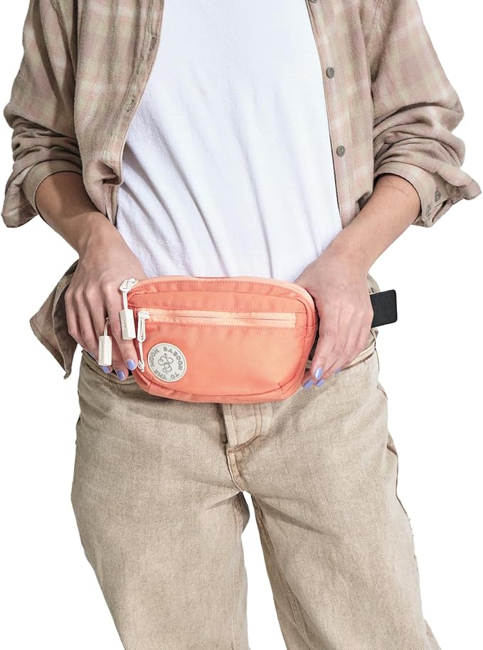 Baboon to the Moon Fanny Pack - Trendy, Compact, Water-Repellent Waist Bag in Multiple Colors and Sizes for Men and Women (Sunset Coral, Mini (1.5L))