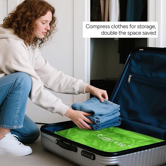 Vacuum Compression Bags IP67 Waterproof with Shoulder Strap Reusable Travel Space Saver for Carry On Suitcases and Backpack