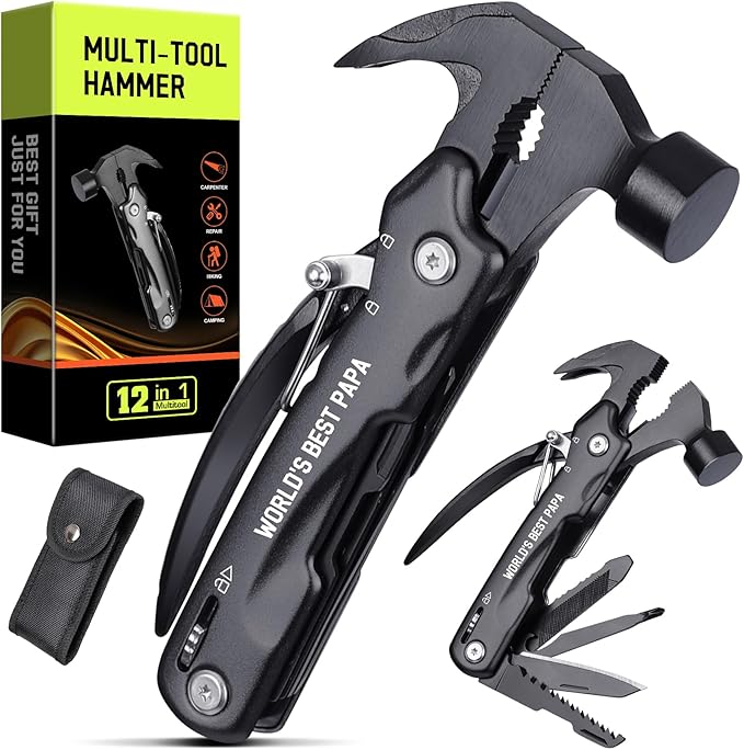 Papa Gifts for Fathers Day - Gifts for Papa, Papa's Gift from Granddaughter - Fathers Day Birthday Gift for Papa's, Grandparents Presents, Multitool Hammer