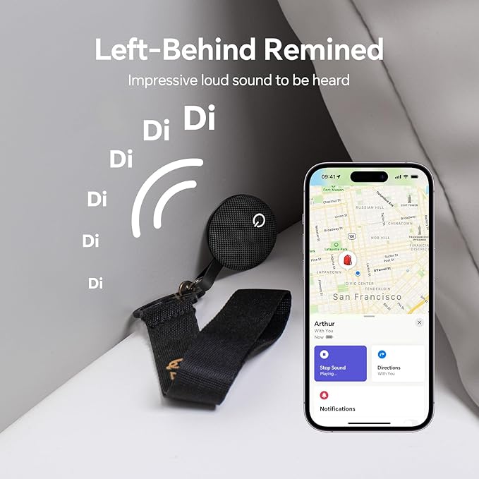Air Tracker Tags-2 Pack, Bluetooth Tracker Works with Apple Find My (iOS Only), Smart Tag with Keychain, Item Finder for Luggage/Key/Suitcase/Pets/Wallet, Replaceable Battery (Gray)