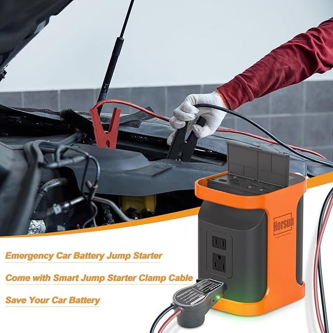 Portable Outdoor Power Station Power Bank Car Battery Jump Starter, AC Max 150W DC USB, Type-C PD, LED Light, Multifunction calbes for Fishing Power Reel Phone Laptop Home Backup Camping