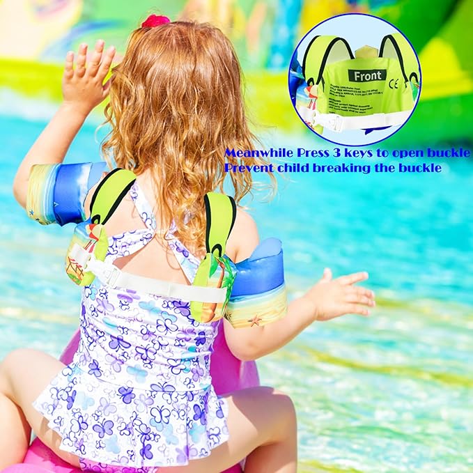 Elejolie Toddler Swim Vest for Child Learn Swiming Training,Infant Safety Swimmies Aid Jacket for Kids 2 3 4 5 6 Years Old,Arm Water Wings for Baby 22-66lbs