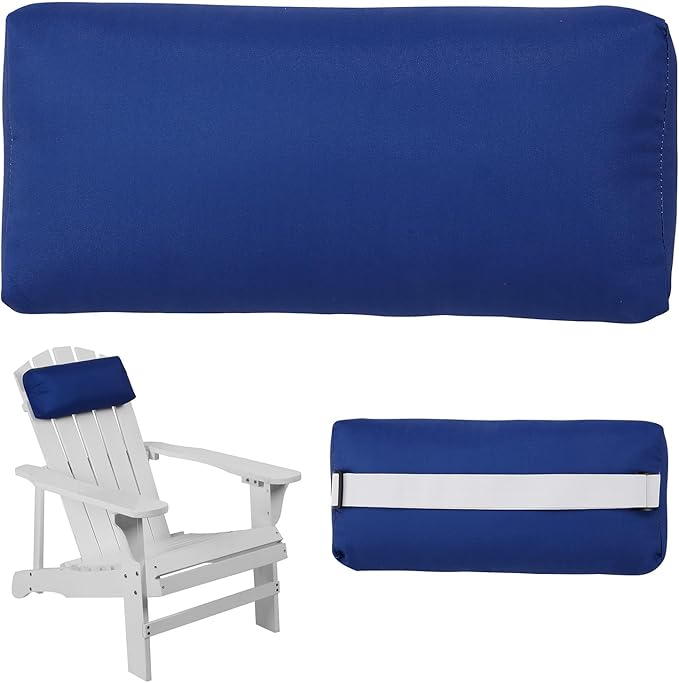 Headrest Pillow for Patio Chaise Lounge Chair, Outdoor Chaise Pillows with Adjustable Elastic Stripe Head Resting Pillows for Recliner Office Chair, Dark Blue