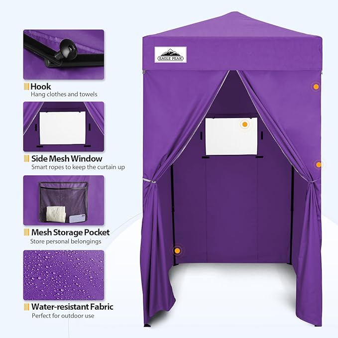 EAGLE PEAK Flex Compact 4x4 Pop-up Canopy Changing Room, Portable Dressing Room, Privacy Changing Tent for Indoor Fashion Photoshoots, Camping, or Pool, Purple