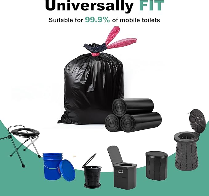 Super Absorbent Polymer 30 Packs,Portable & Fast-Absorbing Camp Toilet Chemicals Gel with 5 Gallon Bucket Toilet Luggable Drawstring Bag, Emergency Toilet Bag&Potty Gel