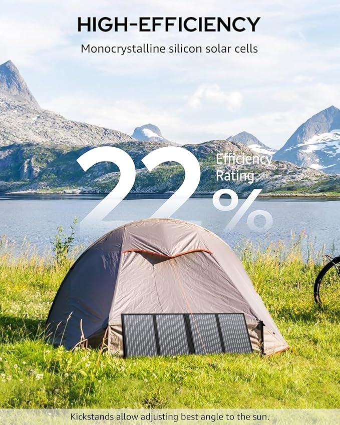 60W Portable Solar Panels, Foldable Solar Panel Charger for Portable Power Station(Under 500W), with Adjustable Kickstands, DC 18V Output, USB 3.0 and Type-C Ports for Camping Van RV Trip