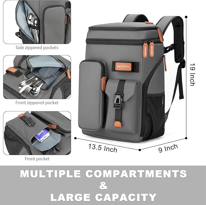 Insulated Cooler Backpack,33/45 Cans Multifunctional Double Deck Leakproof Cooler Bag with Sternum Strap,Large Capacity Lightweight Travel Camping Beach Backpack
