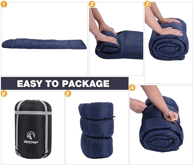 REDCAMP Cotton Flannel Sleeping Bag for Camping Backpacking, Adults Cold Weather Envelope Sleeping Bags with 2/3/4/6lbs Filling