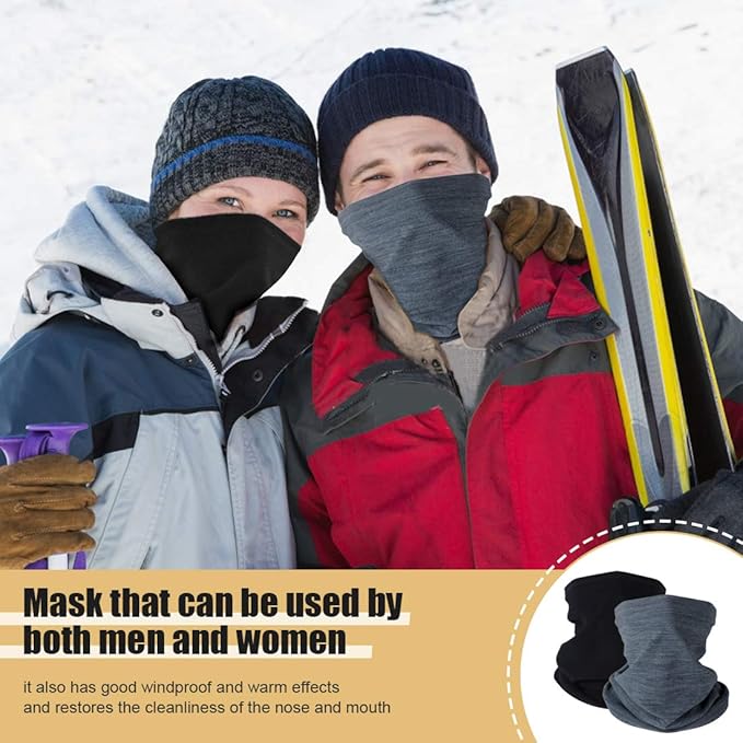 KGC 2 Pack Winter Neck Warmer Gaiter Fleece Windproof Face Mask Cover Cold Weather Scarf for Men & Women
