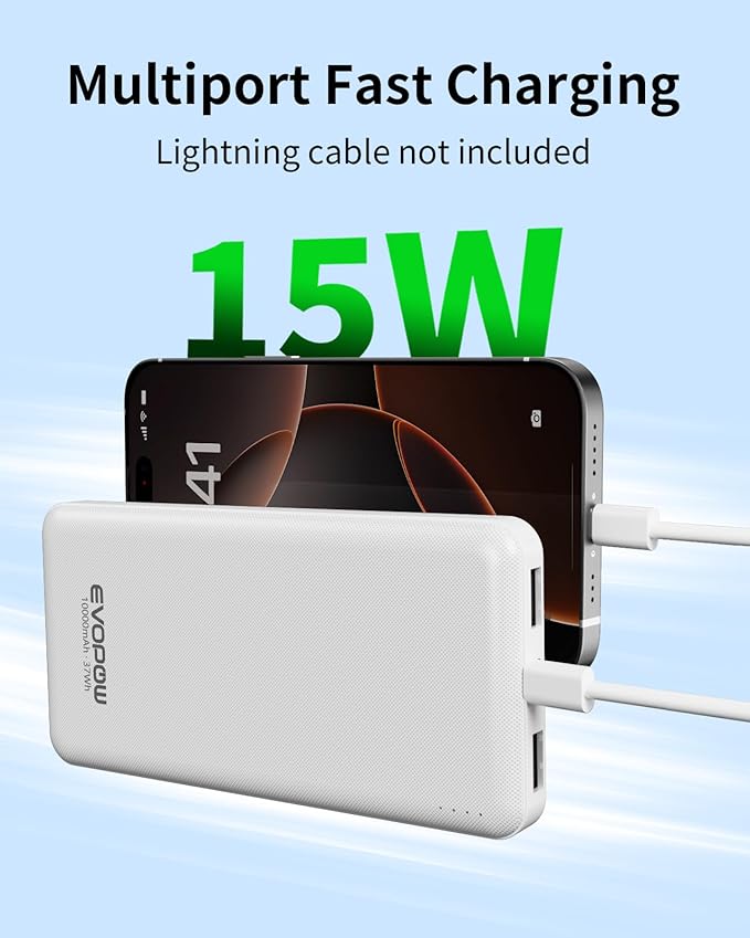 Portable Charger Power Bank 10000mAh, 15W USB C in&Out Fast Charging Battery Pack Portable Phone Charger Quick Charge for iPhone 15/14/13/12, Galaxy S23/22, Pixel and etc