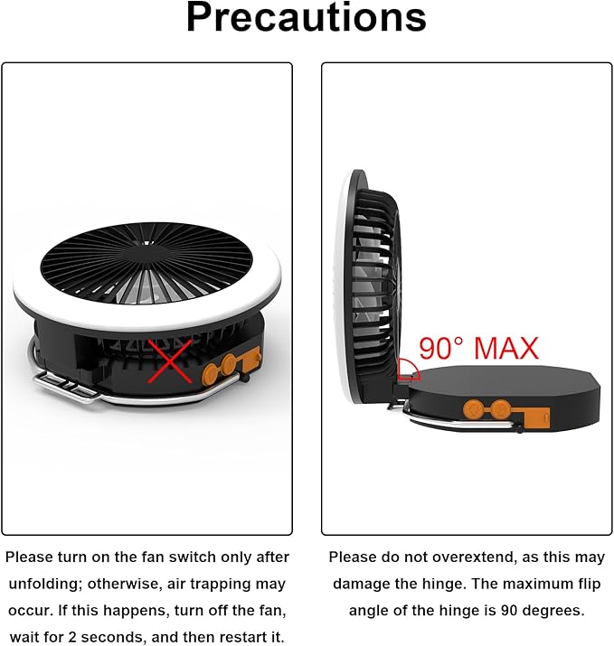 Portable Travel Fan Light, Rechargeable 12000mAh Camping Light, with Carring Bag, Silent Max 24 Hours Endurance, 2000LM 3 Lights Modes 2700K/4000K/6500K, for Vacation Outdoor Tent Light Camping