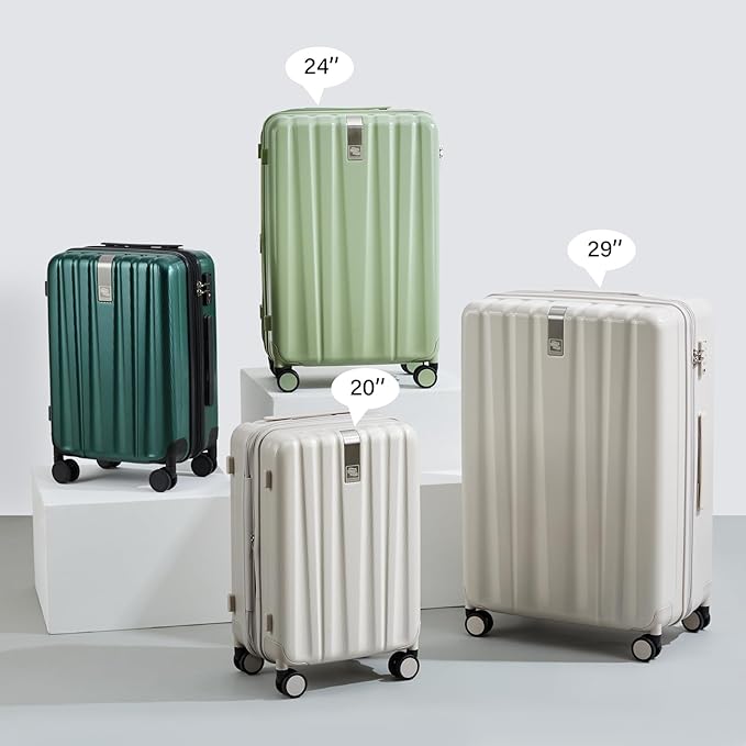 Hanke Expandable Hardshell Luggage Sets 3 piece Carry on Luggage with Wheels Suitcases Lightweight Checked Travel Luggage Rolling Large Suitcase Travel Luggage Bag Woman Men 20/24/29Inch(Bamboo Green)
