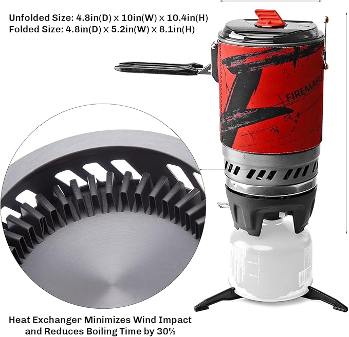 Fire Maple Polaris Cooking System | Portable Camping Backpacking Stove with Micro Regulated Valve | Electric Jet Burner Pot Set | Ideal Camp Water Boiler for Hiking Fishing Trekking Hunting (Black)