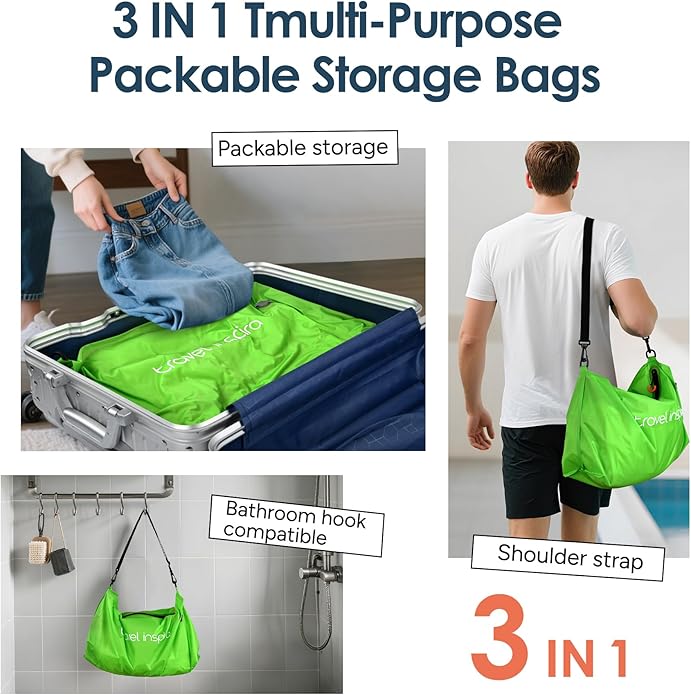 Vacuum Compression Bags IP67 Waterproof with Shoulder Strap Reusable Travel Space Saver for Carry On Suitcases and Backpack