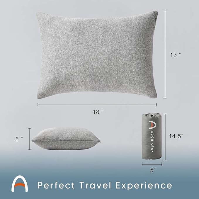 ACCURATEX Camping Pillow-100% Cotton Breathable Cover,Shredded Memory Foam Compressible Travel Pillow,Camping&Travel Accessories-Small Backpacking Pillow Camping Essentials for Sleeping,Car&Airplane