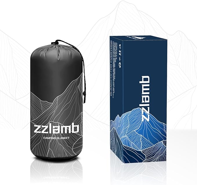 zzlamb Camping Blanket, Outdoor Lightweight Travel Blanket Puffy Portable Down Alternative, Windproof Warm Cloak with Snaps, Cozy Quilt Backpacking Picnic RV Plane Car Hammock Beach Climbing