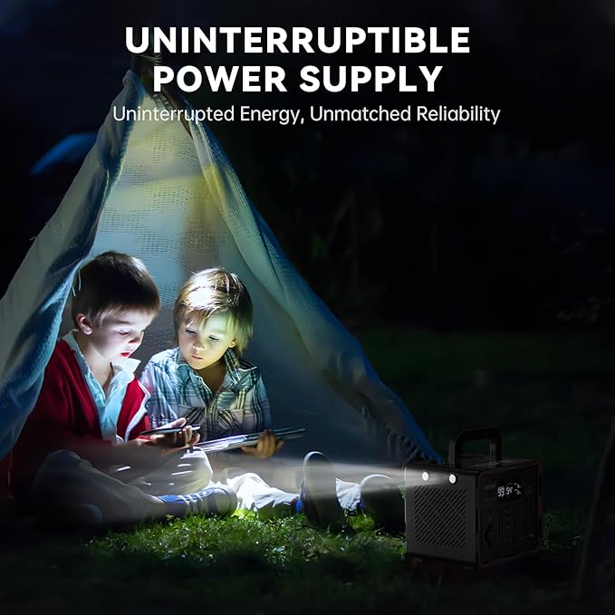 EM300 Portable Solar Station, 259Wh LiFePO4 Battery, 65W USB-C PD Fast Charging, 600W Peak, AC/DC/USB-A Output for Camping, Home and Emergency Use (300W Portable Power Station)