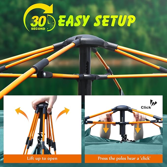 FUNANASUN 2-3 Person Camping Tent Automatic Instant Pop-Up Tents for Camping Easy and Quick Setup Camping Tent Waterproof Tent Family Tent for Camping/Backpacking/Hiking/Beach/Backyard/Outdoor Events