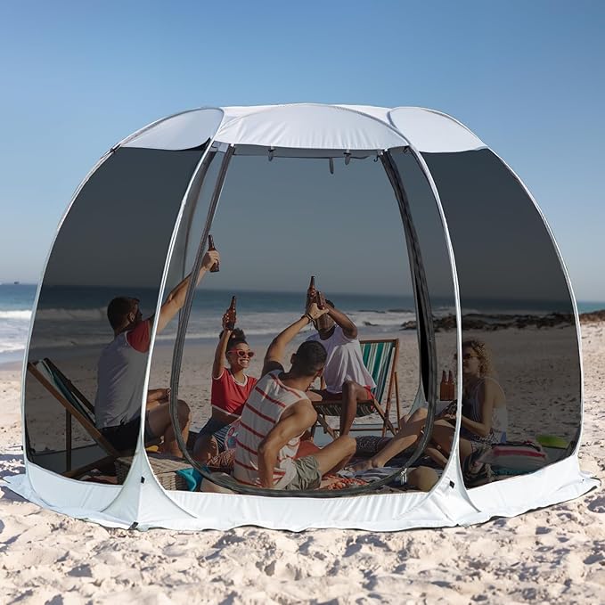Alvantor Screen House Gazebo, 6-10-15 Person Pop Up Igloo Screened Canopy Tent with Mosquito Netting Sides, Instant UV Resistant Sun Shelter for Garden, Patio, Backyard