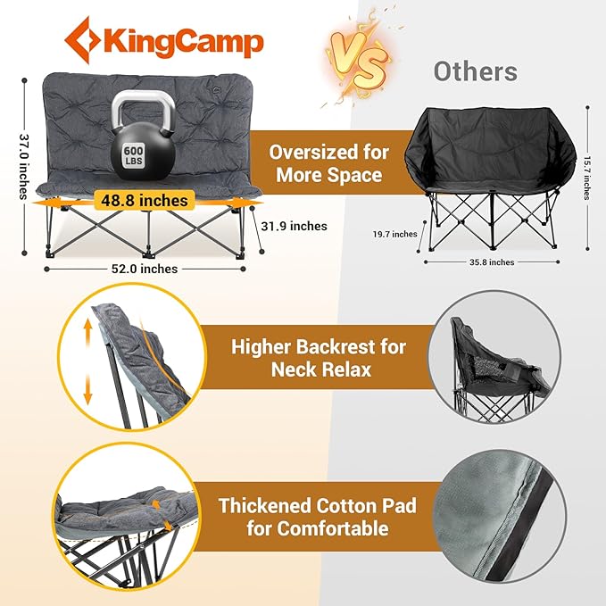 KingCamp Butterfly Chair Oversized XL Camping Chairs for Adults Padded Folding Comfy Camp Chairs 300lbs Heavy Duty with High Back for Bedroom Living Room Dorm Rooms Outdoor Patio Lawn